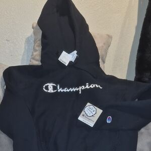 Champion polka dot Black Pullover Hoodie nwt